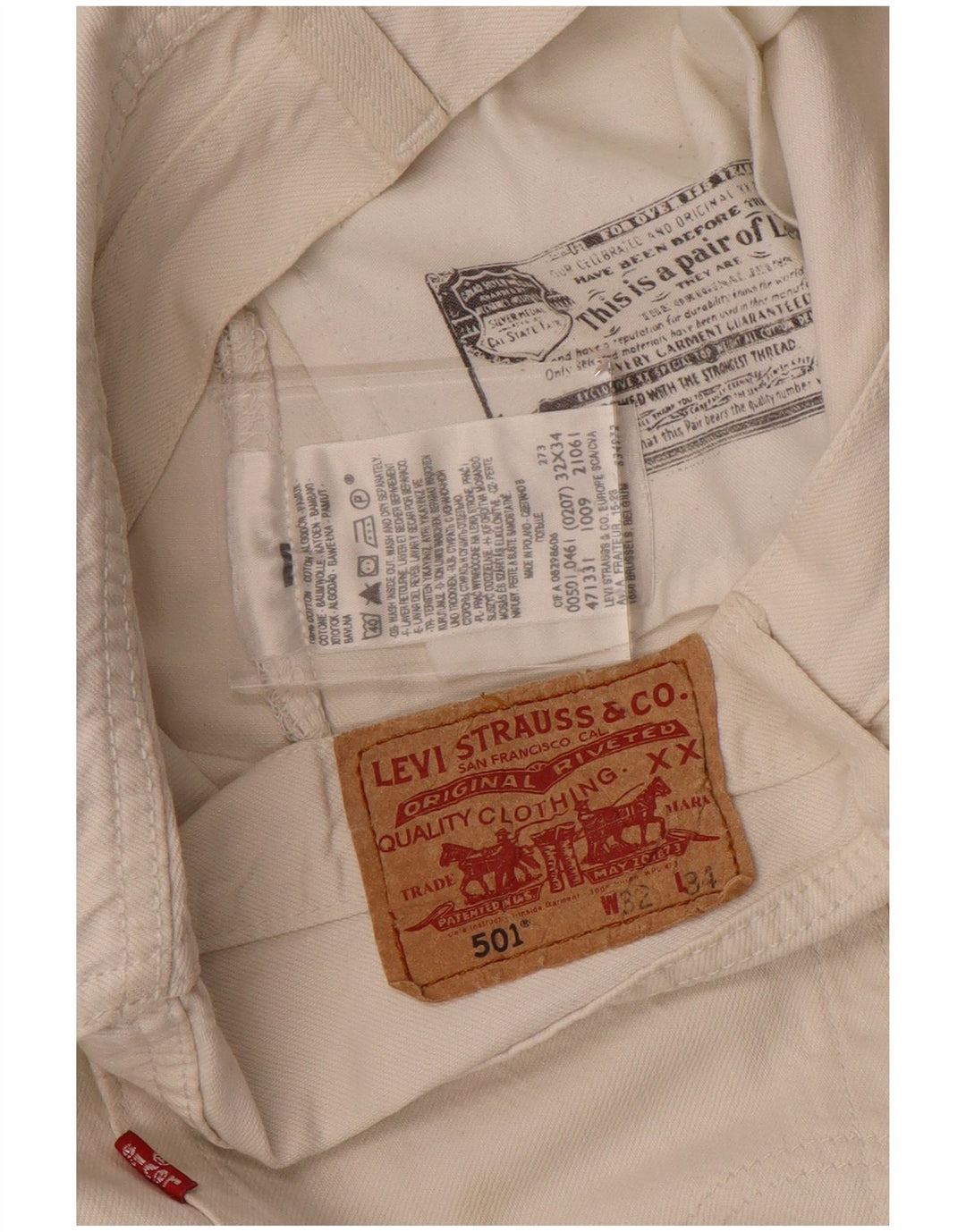 Blugi drepti pentru bărbați Levi's 501 W32 L26 Bumbac alb