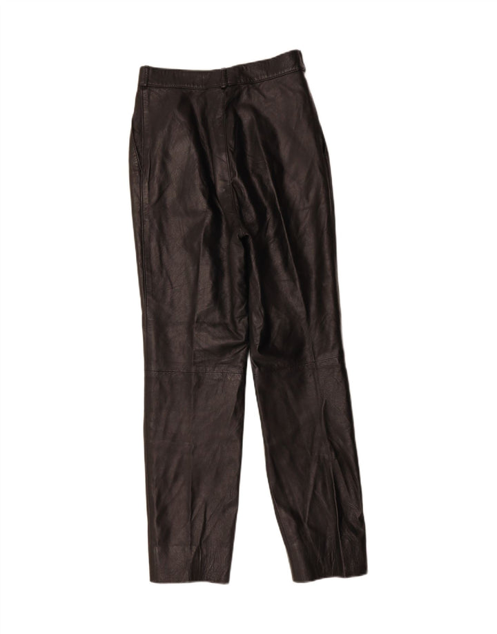 VINTAGE Womens Straight Leather Trousers W26 L28 Brown Vintage Vintage and Second-Hand Vintage from Messina Hembry 