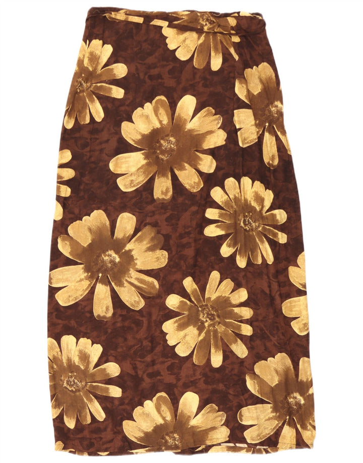 Fusta Maxi Wrap Vintage pentru Damă Mediu W30 Maro Viscoză Florală
