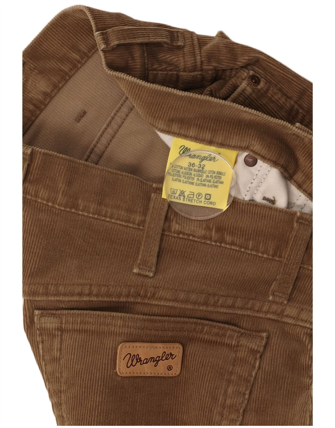 WRANGLER Pantaloni drepti din velur pentru bărbați W36 L32 bumbac maro