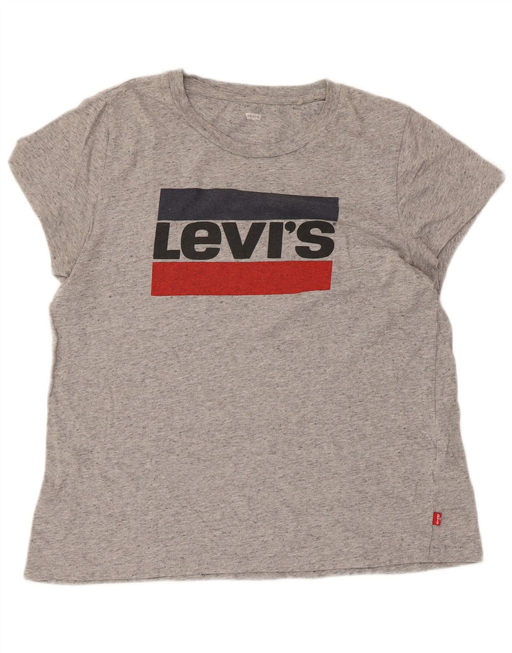 Tricou grafic LEVI'S pentru femei Top UK 14 mare, gri bumbac cu pete