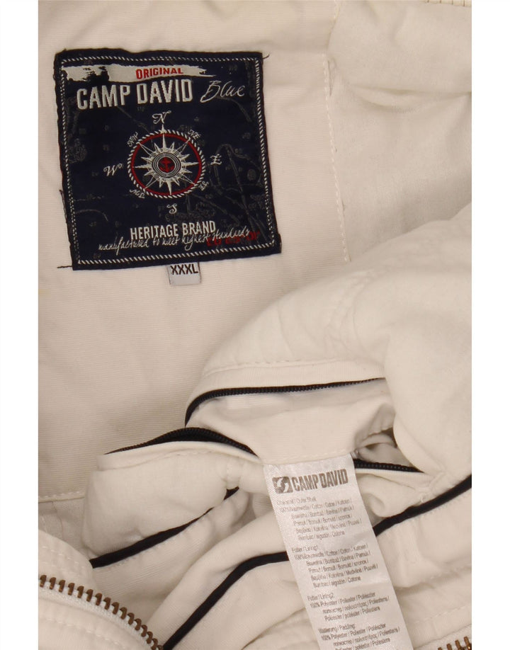 Jachetă Bomber cu grafică Camp David pentru bărbați UK 46 3XL Bumbac alb