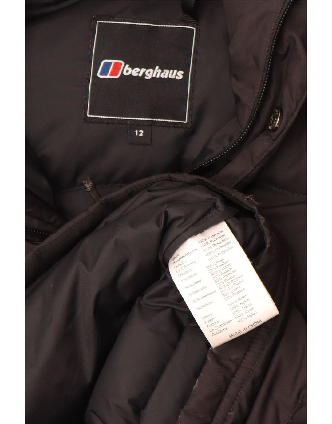 Palton căptușit cu glugă pentru femei Berghaus UK 12 Poliester mediu negru