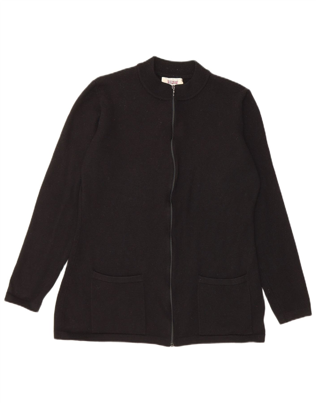 SISLEY Pulover cardigan pentru femei UK 12 Lână neagră medie