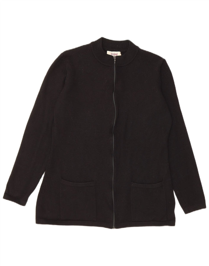 SISLEY Pulover cardigan pentru femei UK 12 Lână neagră medie