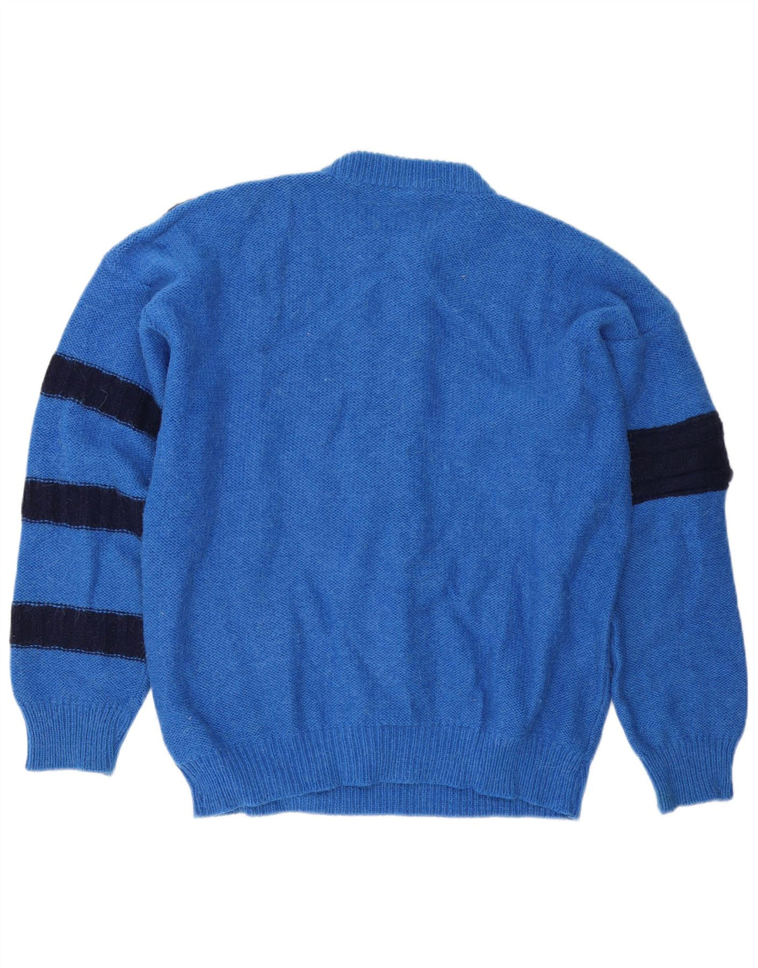 Pulover vintage pentru bărbați cu gât roșu IT 52 mare albastru Colorblock