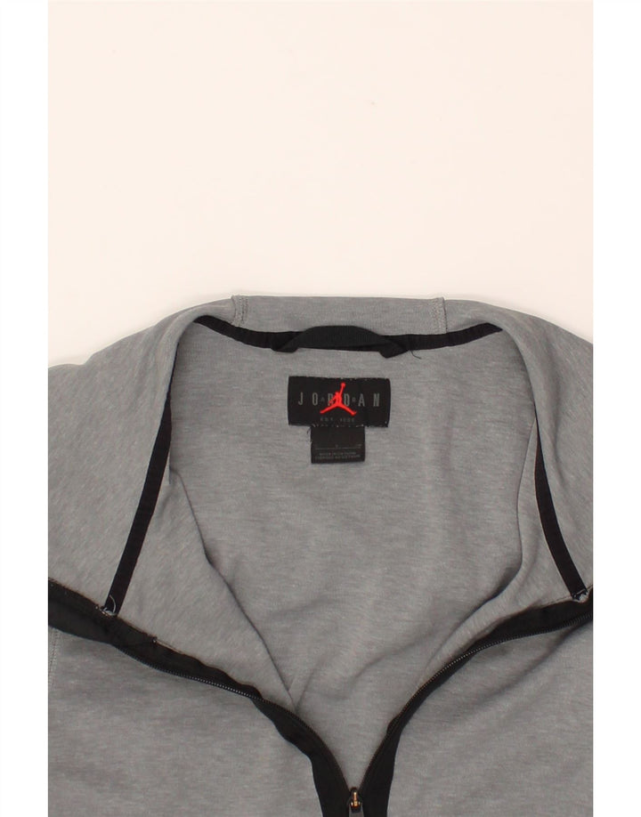 JORDAN Mens Dri Fit Zip Hoodie Sweater Small Grey Colourblock Polyester Vintage Jordan and Second-Hand Jordan from Messina Hembry 