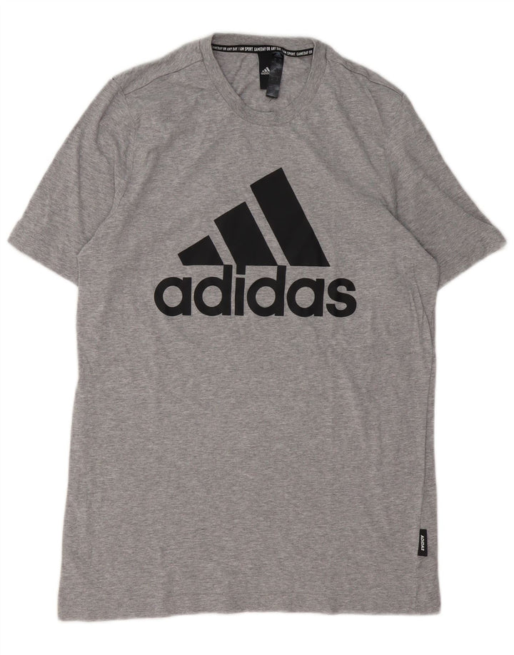 Tricou grafic pentru bărbați ADIDAS Top Mediu Gri bumbac cu pete