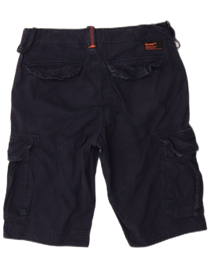 Pantaloni scurti cargo subțiri Superdry pentru bărbați W30, bumbac mediu albastru bleumarin