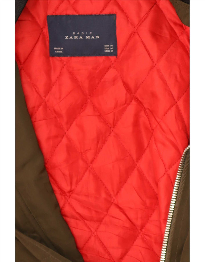 Bomber pentru bărbați Zara UK 38 Medium Kaki Poliester color bloc