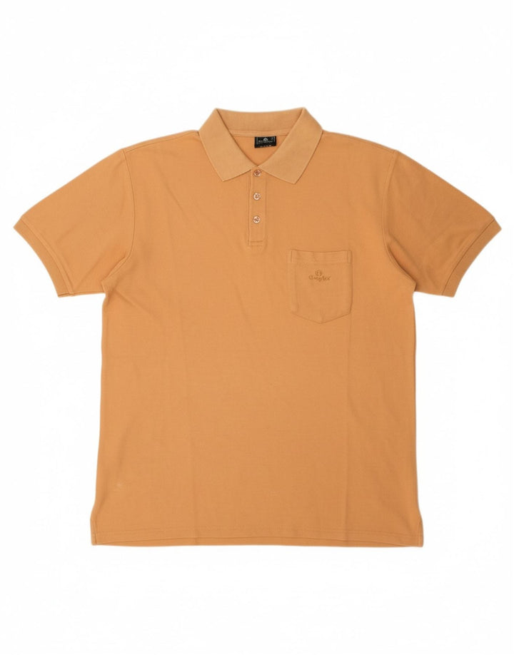 VINTAGE Mens Polo Shirt Large Orange Cotton