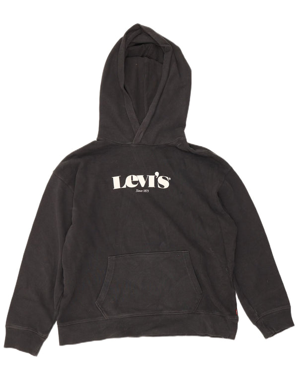 Pulover cu glugă supradimensionat cu grafic Levi's pentru femei UK 16, mare, negru, bumbac