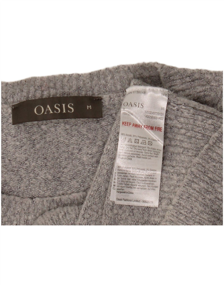 Pulover Oasis pentru femei cu decolteu scurt, pulover UK 12, gri mediu acrilic