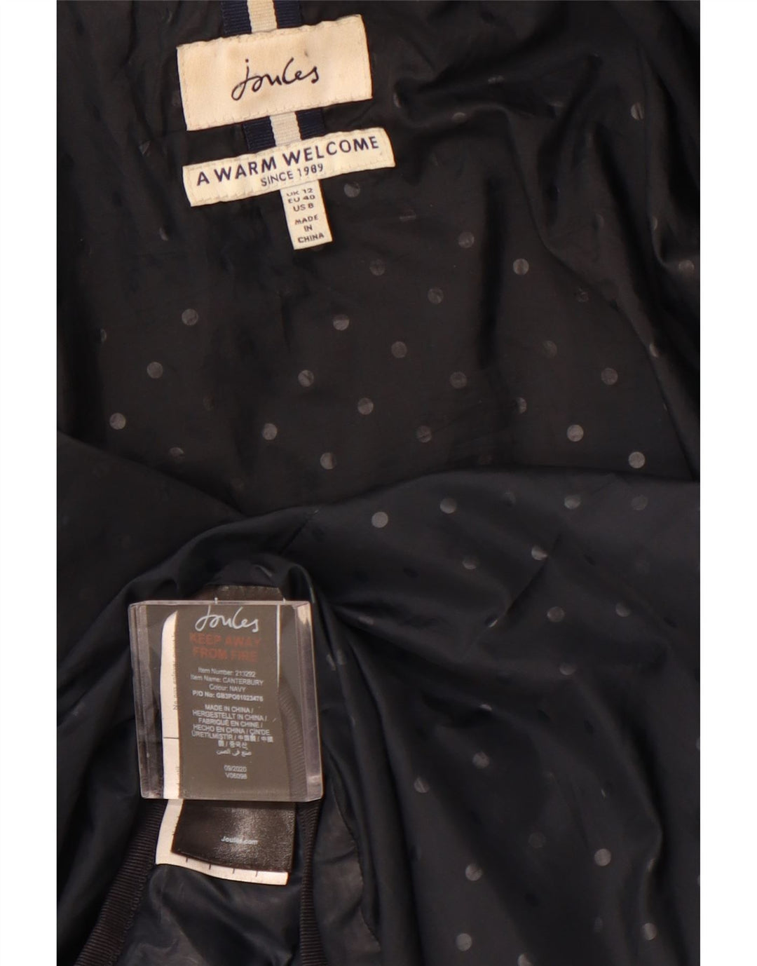 Jachetă căptușită pentru femei JOULES UK 12 Poliester mediu negru