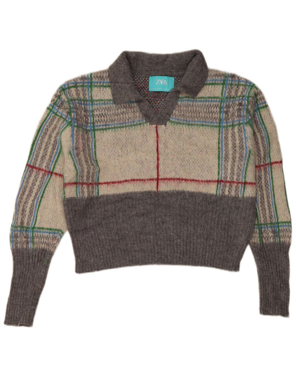 Pulover oversized cu gât polo pentru femei Zara UK 14 Medium Gri