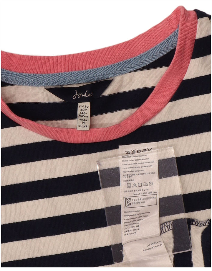 Rochie Tricou Fete JOULES 11-12 Ani Bumbac cu dungi Albastru Marin