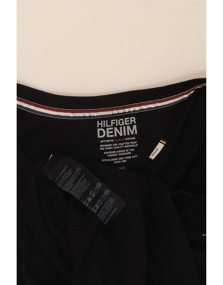 Top pentru femei Tommy Hilfiger cu mânecă lungă UK 12, bumbac mediu negru