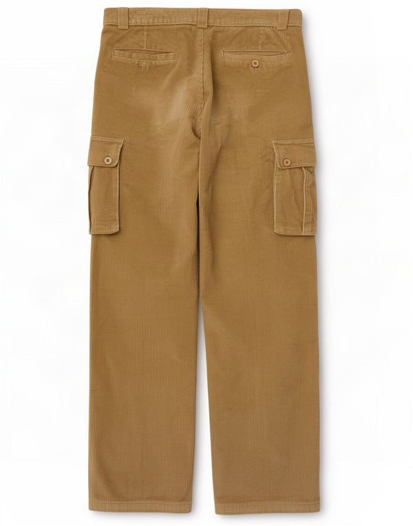 Pantaloni drepti cargo din velur pentru bărbați vintage IT 48 Medium W30 L29 Bej