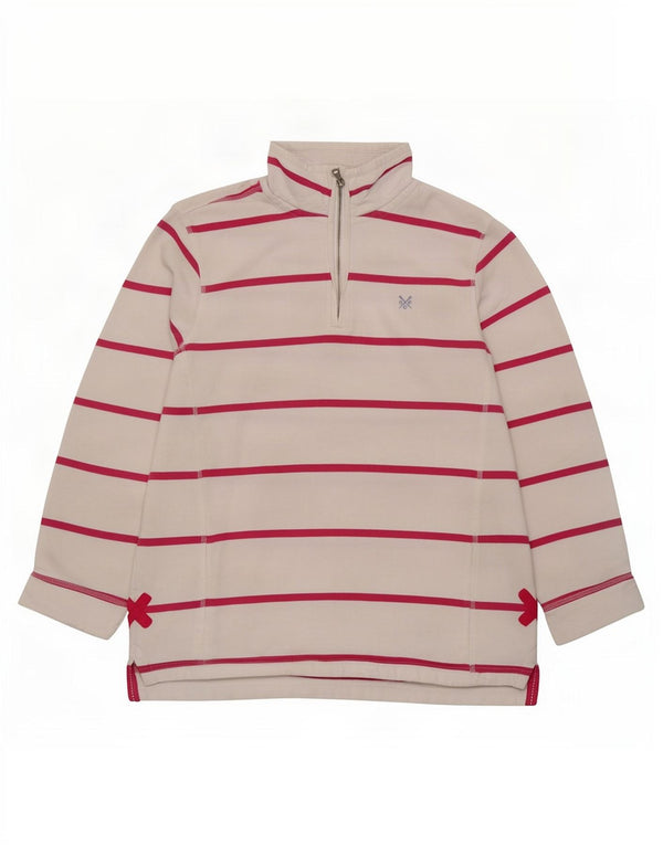 Crew Clothing Hanorac pentru femei cu fermoar și gât Pulover UK 14, mare, cu dungi albe