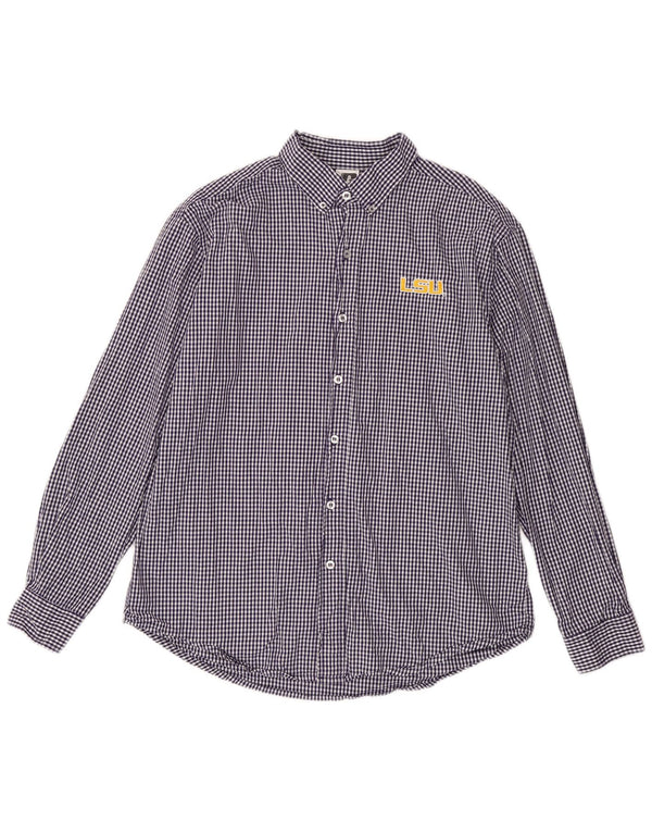 Cămașă Russell Athletic pentru bărbați LSU Tigers Mărimea 42/44 Bumbac mare, albastru Gingham