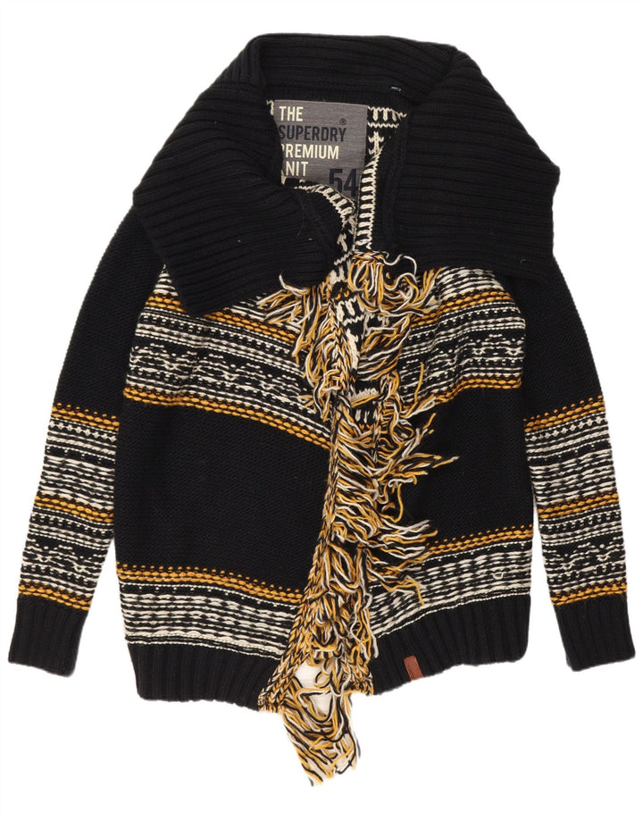 Pulover cardigan deschis pentru femei Superdry UK 14 Medium Black Striped Acrylic