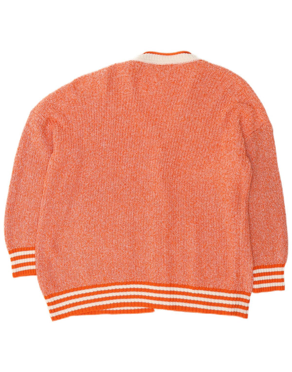 Pulover Cardigan Vintage pentru Damă Marea Britanie 20 2XL Portocaliu cu pete acrilice