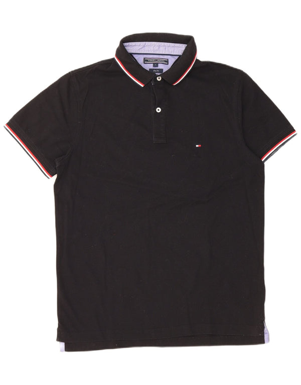 Tricou polo TOMMY HILFIGER pentru bărbați, bumbac negru mare