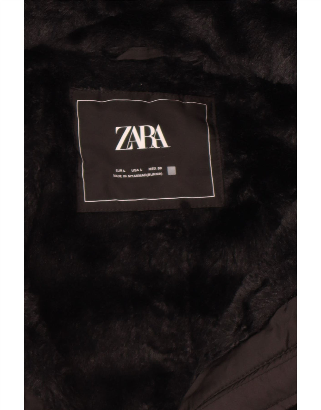 Jachetă căptușită cu glugă pentru femei Zara UK 14 Large Black