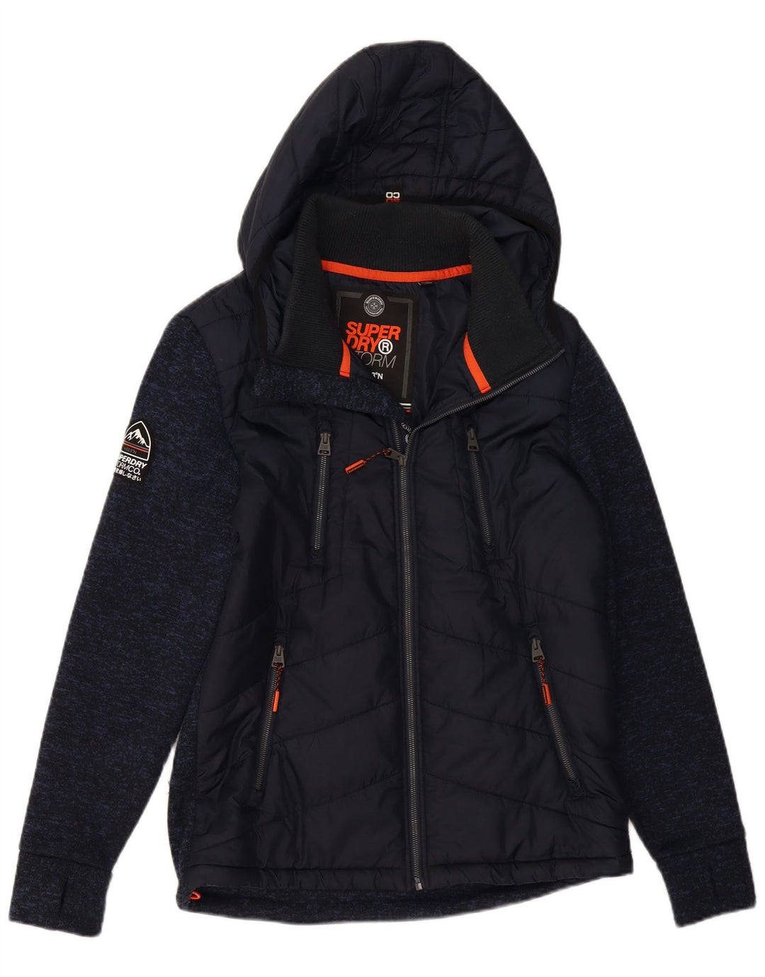 Jachetă căptușită cu glugă Superdry pentru bărbați UK 40, mare, albastru marin, poliester cu pături
