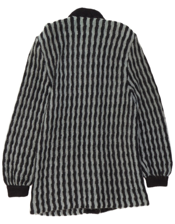 VINTAGE Womens Longline Cardigan Sweater UK 14 Medium Black Striped