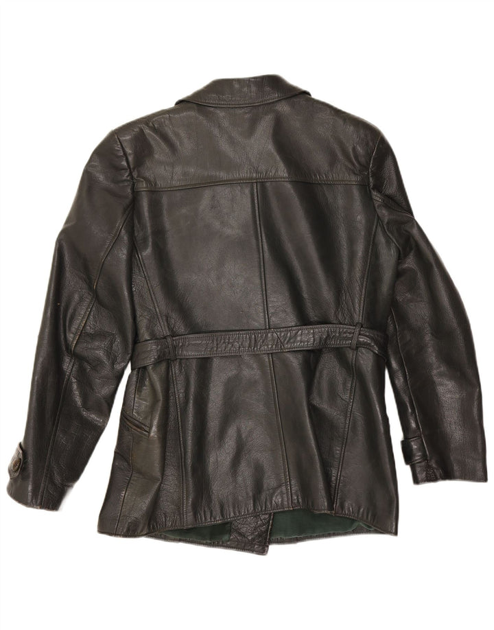 Jachetă de piele vintage pentru femei UK 14 Medium Black