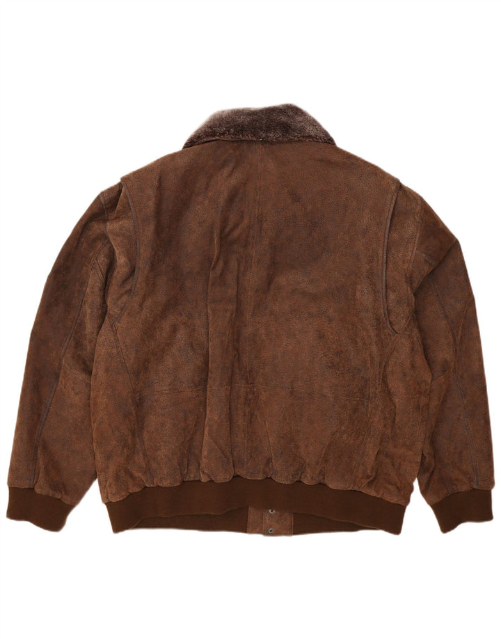Jachetă din piele pentru bărbați Maddox UK 52 6XL din piele maro