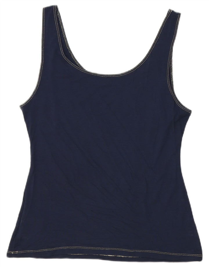 Top cu vestă cu grafică crop pentru femei Roccobarocco IT 50 XL bleumarin