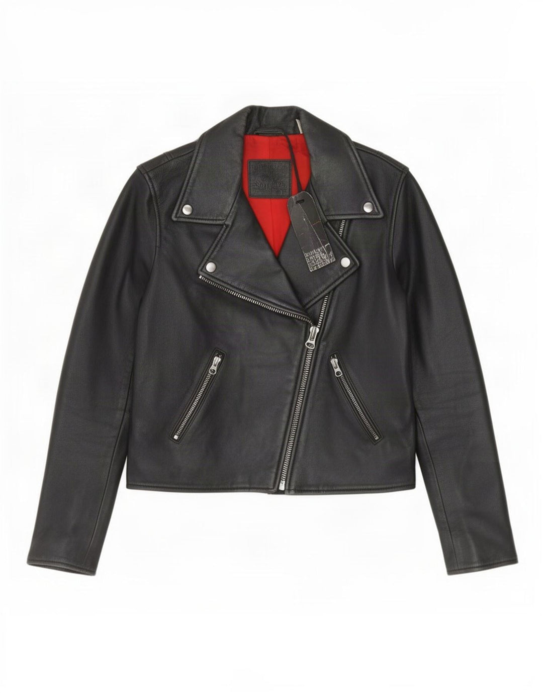 Jachetă motociclist din piele crop Levi's pentru femei UK 6 XS Negru