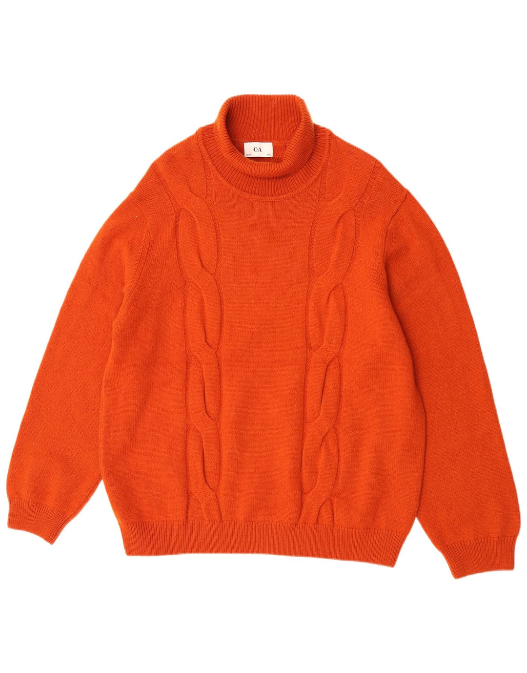 Pulover pentru bărbați C&A cu gât rulat, 2XL, lână portocalie