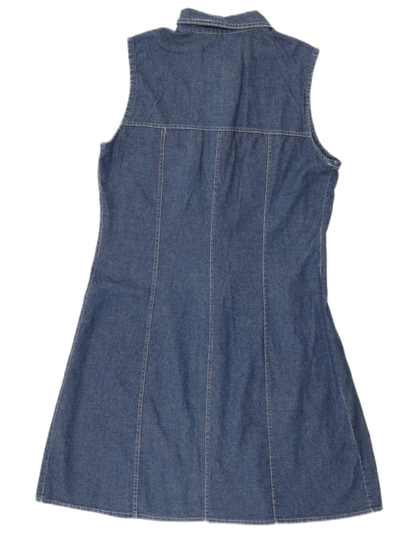 Rochie vintage de denim fără mâneci pentru femei UK 14, mare, albastru, bumbac