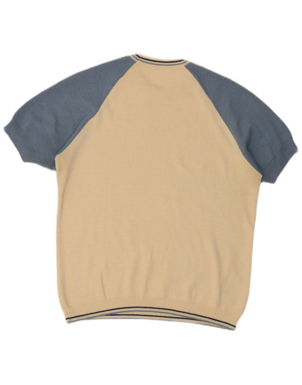 Pulover vintage pentru femei cu decolteu rotund IT 52 2XL Bej Colorblock