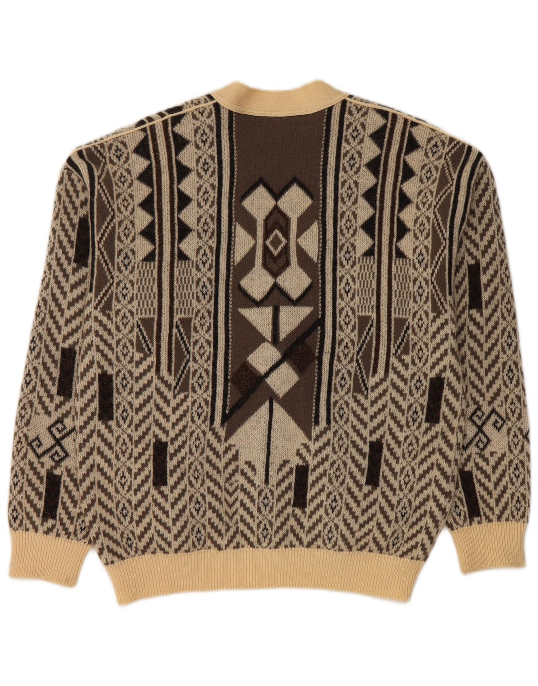 Pulover Cardigan Bărbați FALCARO IT 52 Lână Geometrică Mare Bej