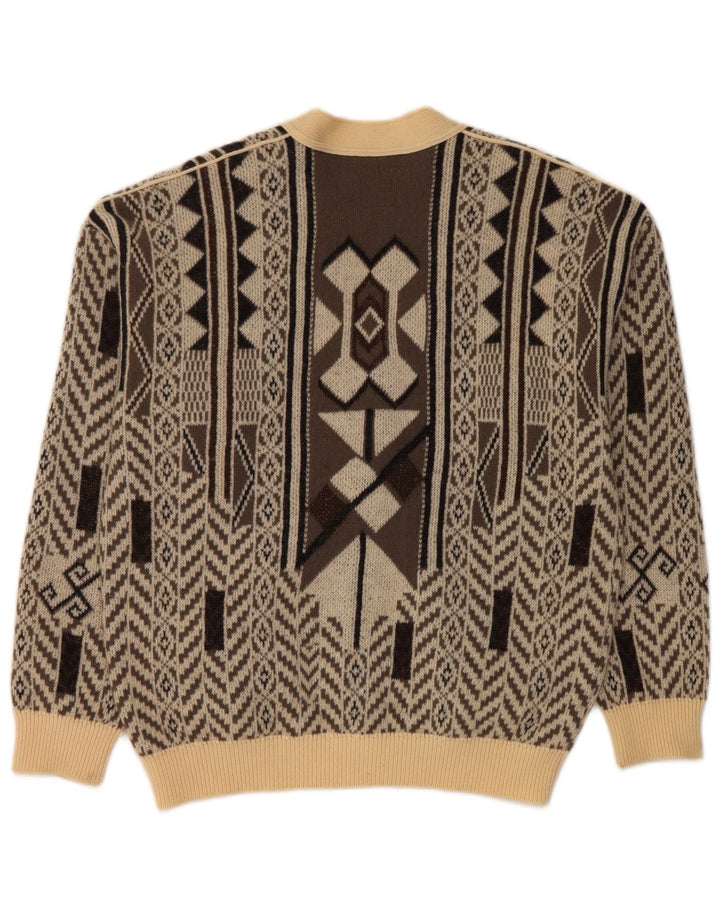 Pulover Cardigan Bărbați FALCARO IT 52 Lână Geometrică Mare Bej