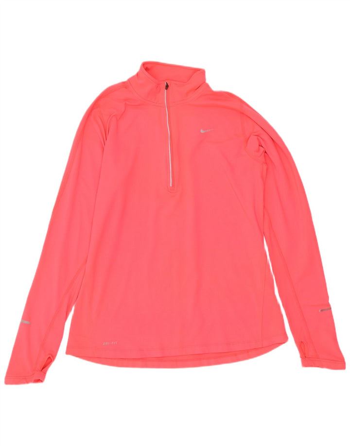 Top de trening Nike Dri Fit, cu fermoar și gât, pentru femei, UK 12, roz mediu