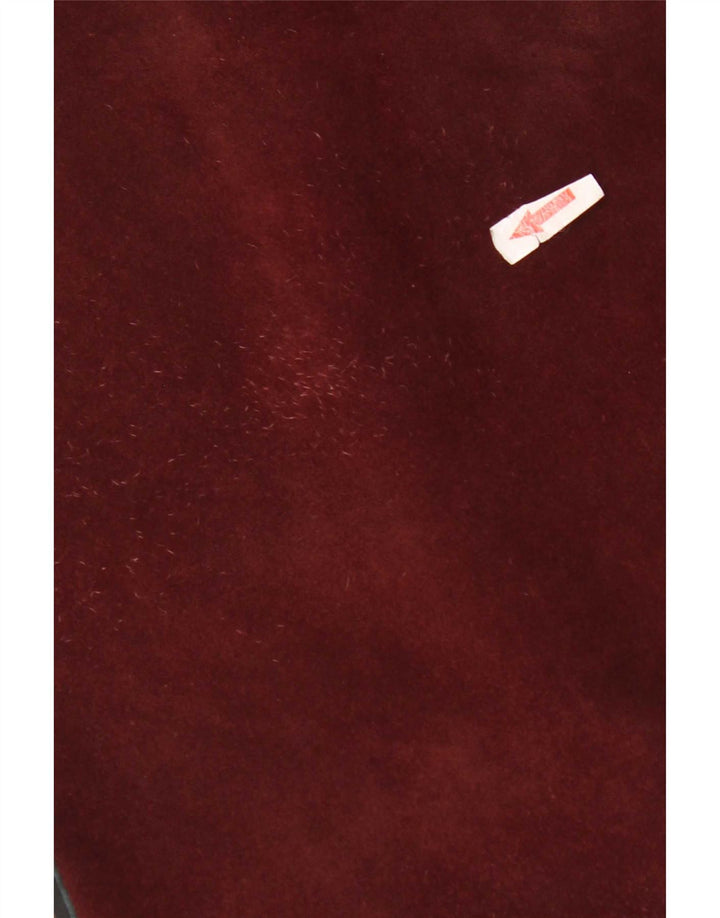 Vestă vintage bărbătească din piele intoarsa XL Burgundy
