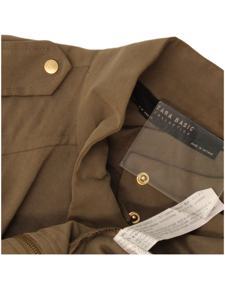 Jachetă militară Zara pentru femei UK 14 Medium Khaki Viscose