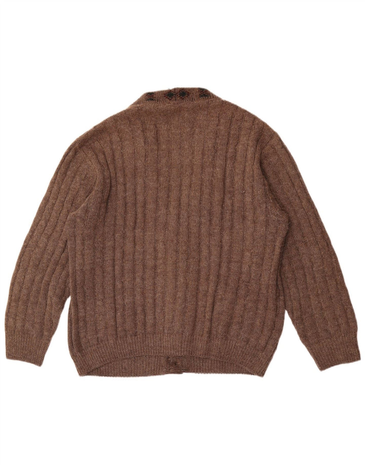 Cardigan Vintage pentru bărbați, mare, maro, geometric
