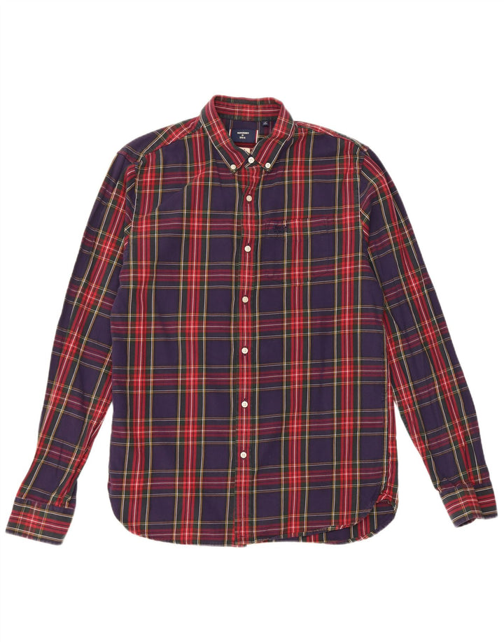 Cămașă de flanel pentru bărbați Superdry, bumbac cu carouri bleumarin mediu