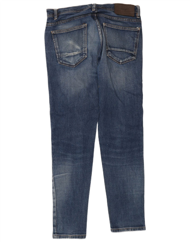 Blugi slim pentru bărbați Zara EU 42 Large W32 L30 Albastru