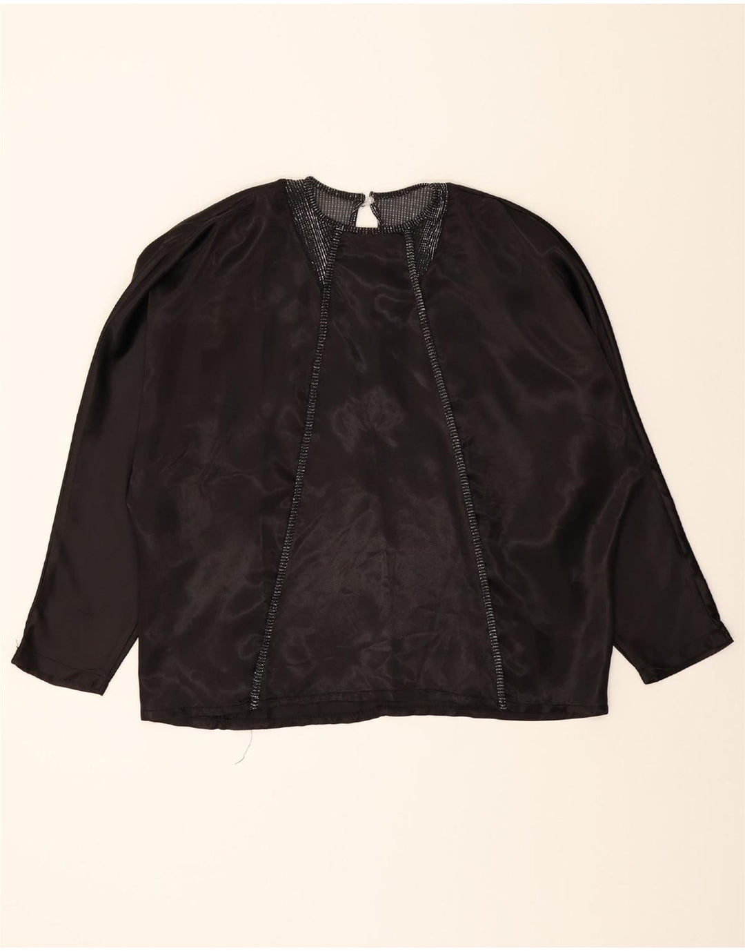 VINTAGE Womens Oversized Long Sleeve Blouse Top UK 10 Small Black Vintage Vintage and Second-Hand Vintage from Messina Hembry 