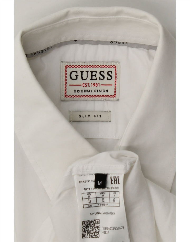 Cămașă Guess Slim Fit pentru bărbați, bumbac alb mediu