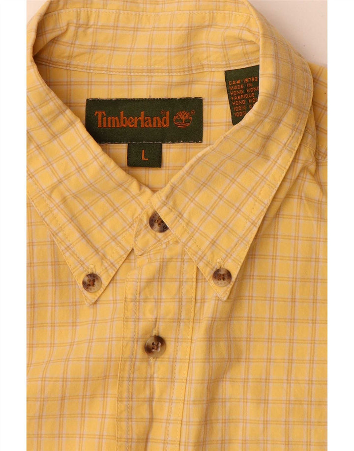 Cămașă Timberland pentru bărbați, mărimea L, model în carouri galbene, din bumbac