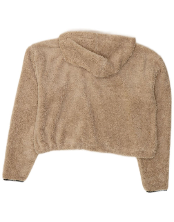 Pulover din lână pentru femei Topshop, supradimensionat, cu glugă, cu fermoar și gât, UK 8, Bej mic