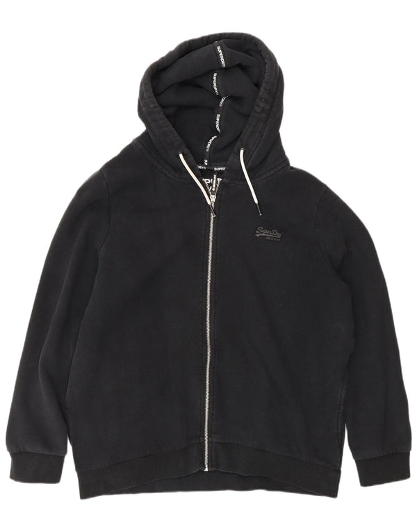 Pulover Superdry pentru femei, cu fermoar supradimensionat, bumbac, negru, UK 16